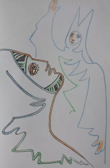 Jean  COCTEAU : Le masque, LITHOGRAPHIE Originale, 1957, MOURLOT