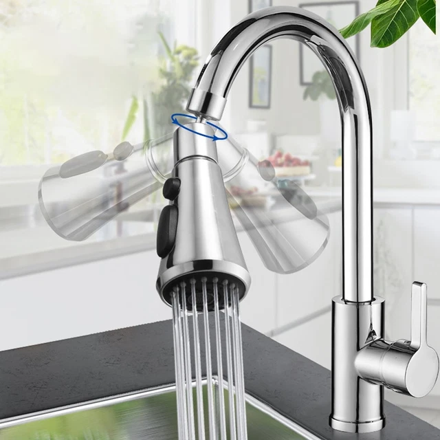 Tête De Robinet D'évier Extractible Double Fonction - Jet Douche Et Aérateur, économie D'eau, Noir