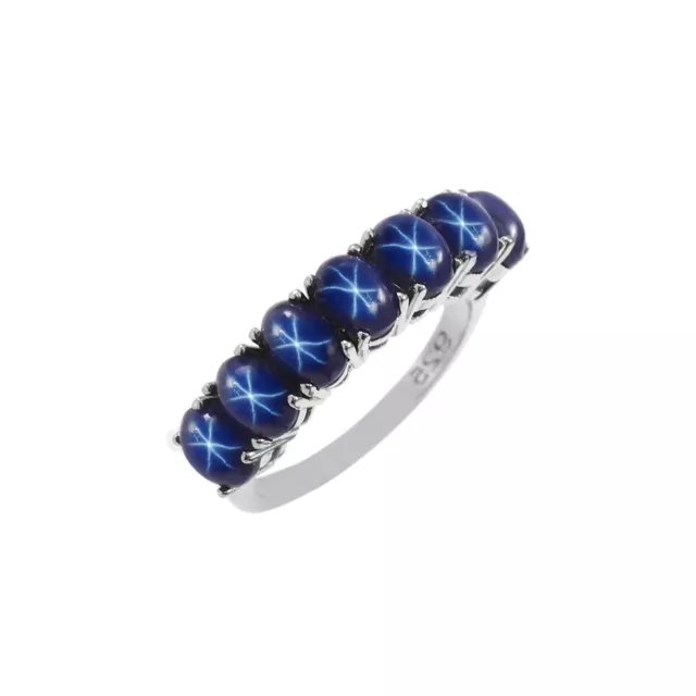 Genuine Blue Sapphire Star Ring 925 Sterling Silver Ring on Wholesale Price