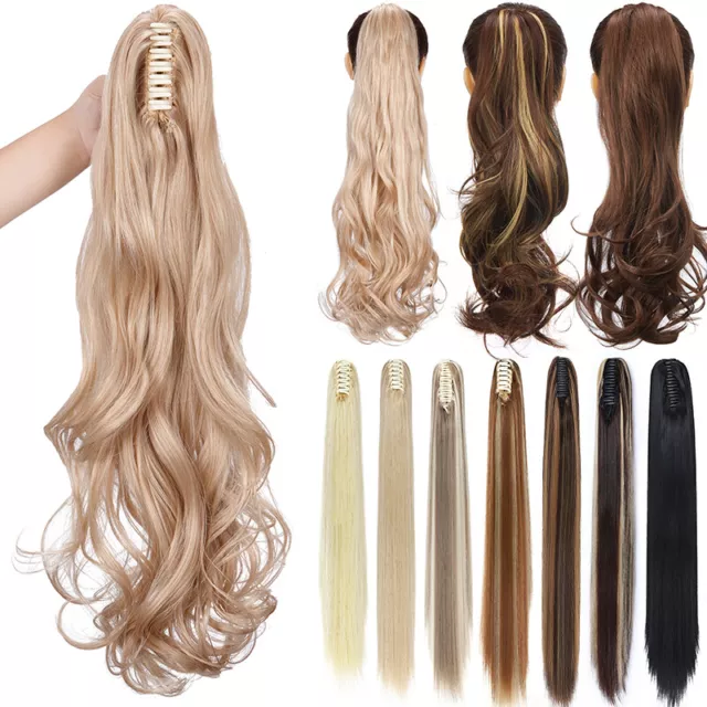 Long Thick Natural Claw Ponytail Clip Hair Extensions Pony Tail As Human Real AU