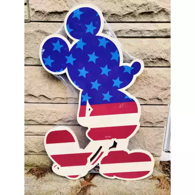 36" Patriotic Mickey Mouse July 4th Memorial Day Theme Yard Stake Decoration