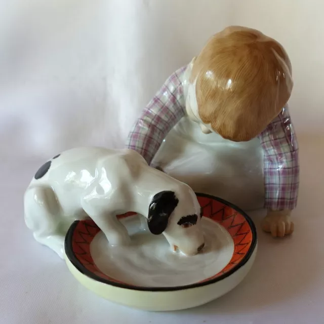 Meissen Figur Hentschelkind “Kind mit trinkendem Hund” 1.Wahl / CU 231(2)