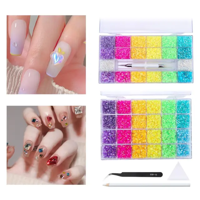 5000Pcs Nail Beads Decoration Mixed Color With Pen Flatback DIY Nail Art For