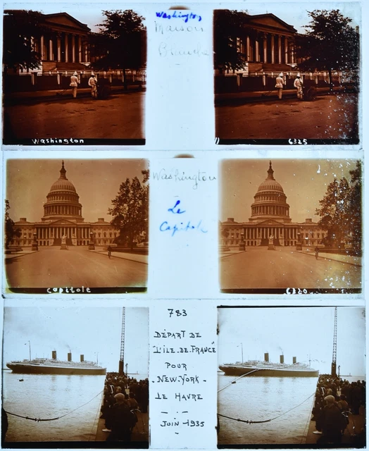 Set Of 11 Views Stereo Format 1 25/32x4 7/32in Washington And New York. Circa