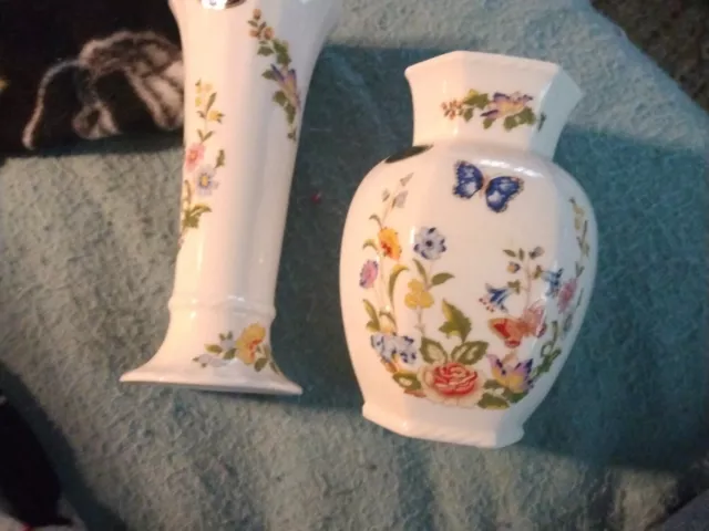 Aynsley England Bone China Cottage Garden Small Bud Vase Floral Butterflies