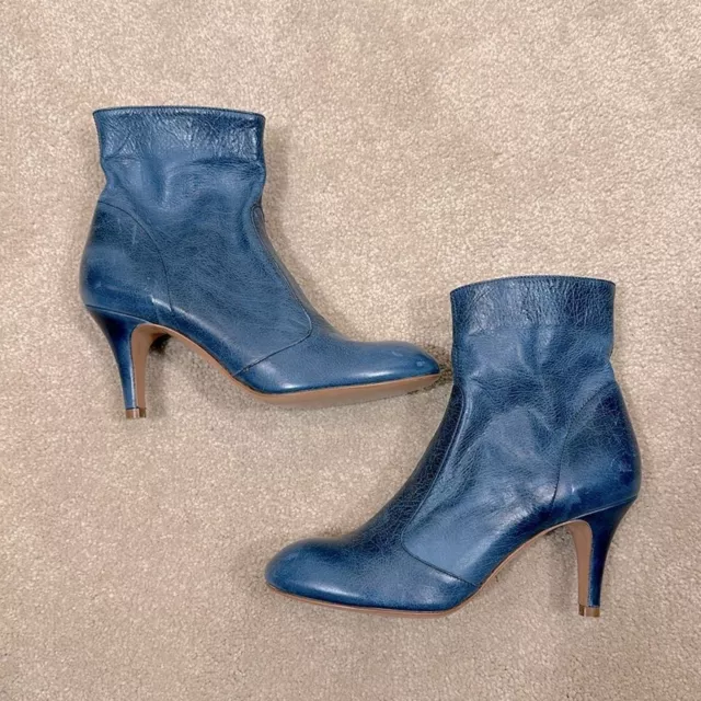 Barney’s New York Made in Italy Leather Blue Heeled Ankle Women Bootie Size 36