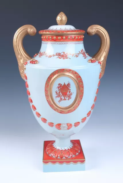 Large 16" Mottahedeh Lowestoft Urn Vase Chinese Export Reproduction Porcelain
