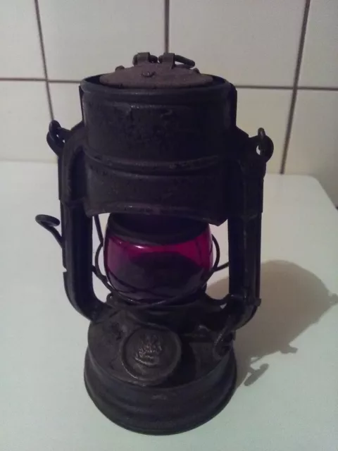 Feuerhand Atom No 75   originales rotes Glas - Jena  2.WK Sturmkappe Wehrmacht