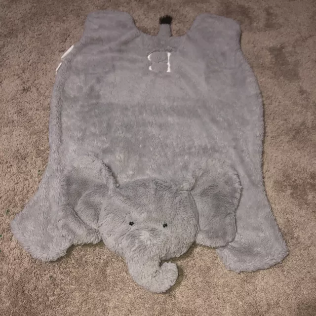 Pottery Barn Kids Gray Elephant Tummy Time Lovey “B” Personalized 25” By 34”