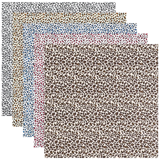 10 Pcs DIY Cotton Cloth Leopard Patchwork Squares Print Fabric Animal