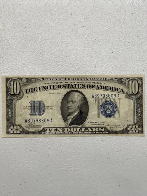 1934-A $10 Ten Dollars Silver Certificate.