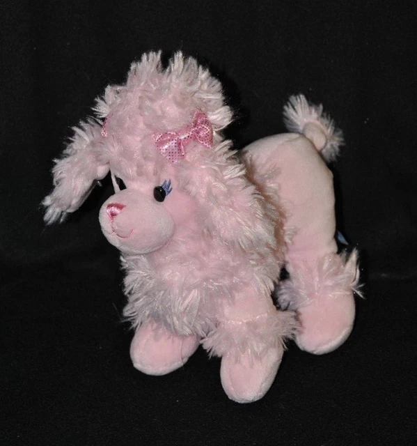 Peluche doudou chien GIPSY rose noeuds satinés 20 cm TTBE