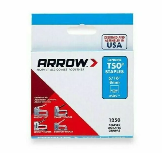 ARROW T50 STAPLES 6mm 8mm 10mm 12mm 14mm Genuine Arrow Orginal Pack 1250 2