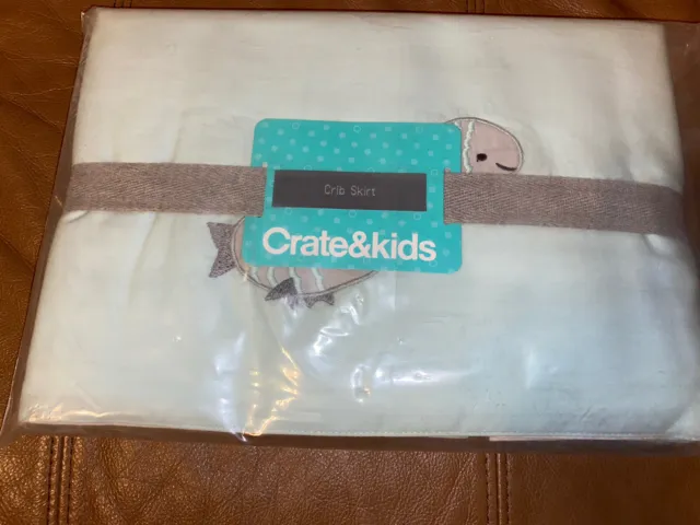 Crate & Kids and Barrel ~Under the Sea Baby Crib Skirt Nursery Blue Fish NEW ~