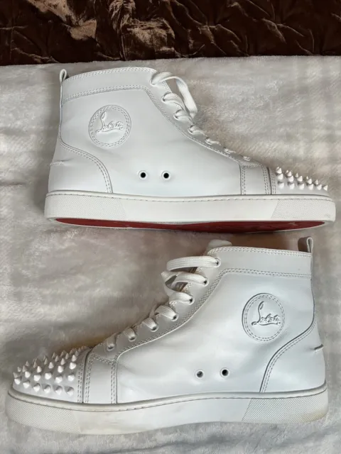 Christian Louboutin Men's Lou Spikes White High-Top Sneakers US Size 13  46