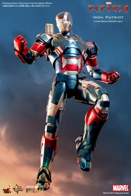 HOT TOYS Marvel Iron Patriot Iron Man 3 MMS195 Action Figure Metal Diecast Nuovo