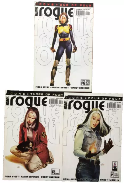 Lot of 3 Marvel Comics X-Men Icons ROGUE Volume 1 Issues 1, 3, and 4 Used X-Men