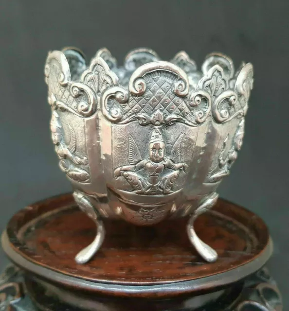 Antique 1900'S Solid Silver Outstanding Burmese,Indian Bowl/G079