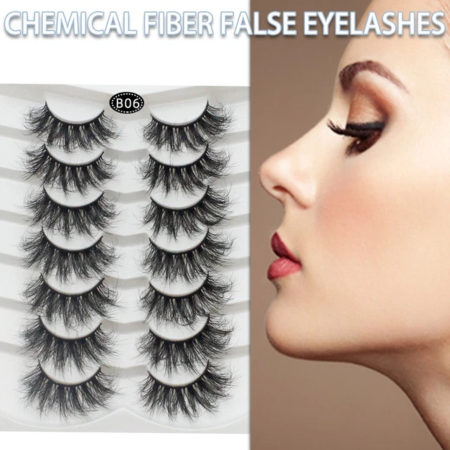 False Eyelashes Fluffy Faux Mink Lashes 7 Pairs Long Thick Volume Eye R
