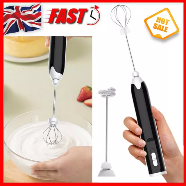 Milk Coffee Frother USB Electric Whisk Egg Beater Handheld Drink Frappe Mixer UK