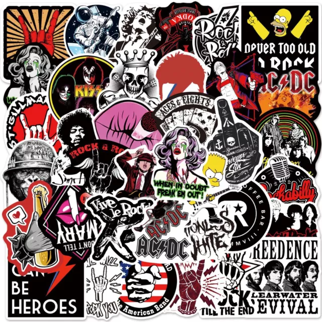 100 Pcs Rock Band Logo Stickers Decal Lot Punk Vinyl Music Heavy Metal  Laptop