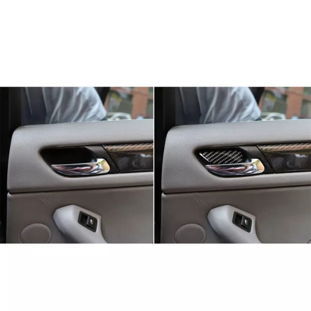 Carbon Fiber Door Handle Bowl Cover Interior Trim For BMW 3 Series E46 1998-2005 2