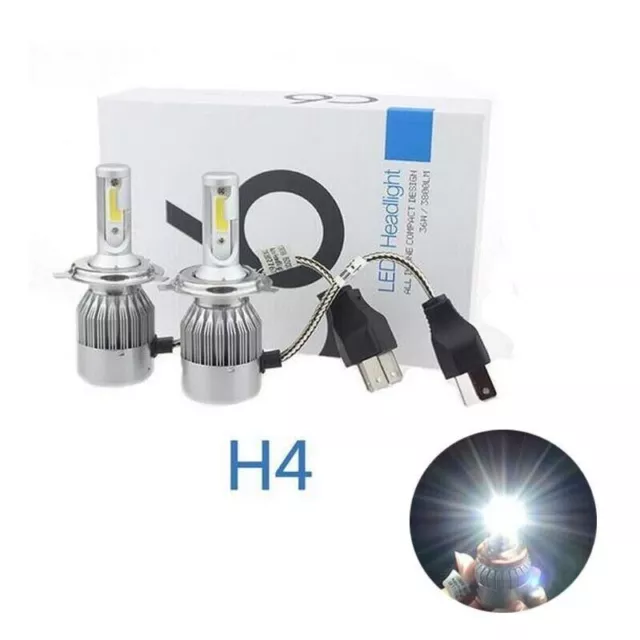 Kit Ampoules Led H4 72W 8000K Auto Moto 7600 Lumens Feu Phare