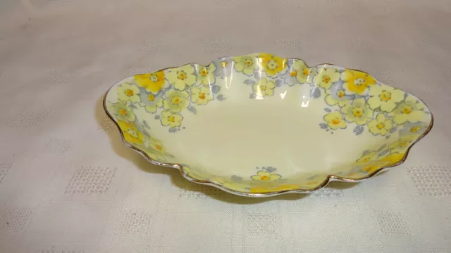 Vintage Attractive Crown Staffordshire Bonbon Dish - Yellow Flowers