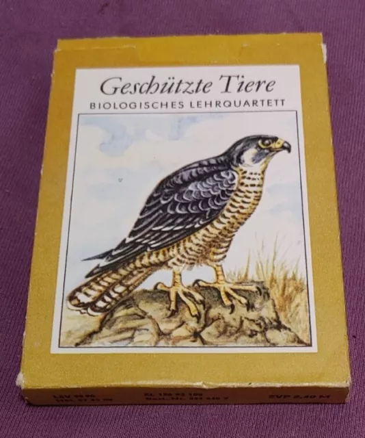 Ddr Quartett -Geschützte Tiere- Lehrmittel Pössneck 1978 - 1A Zustand Vintage