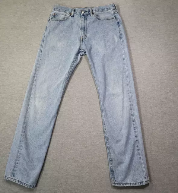 Levis 505 Jeans Mens 32x33 Blue Light Wash Straight Leg Regular Fit 100% Cotton