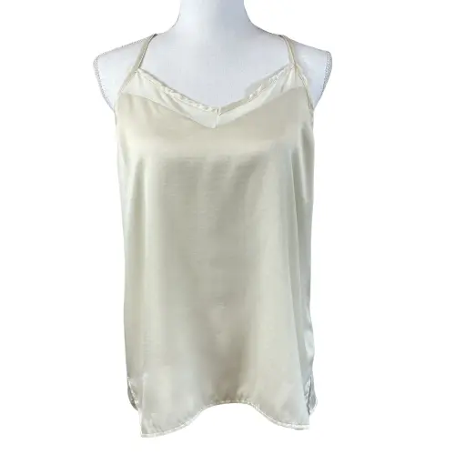 Ro & De Anthropologie Women's M Ivory Silky Cami Tank Top with Spaghetti Straps