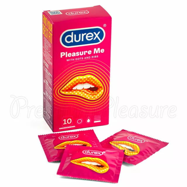 Durex Pleasure Me Condones Ribs&dots Acanalado Puntos Genuino Caja De 10 Piezas