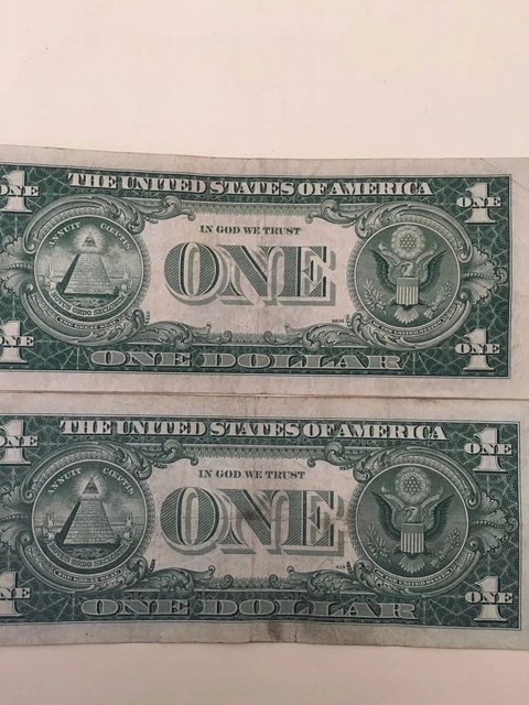 2 old 1957 One Dollar Bills Well Circulated Silver Certificate Vintage 2
