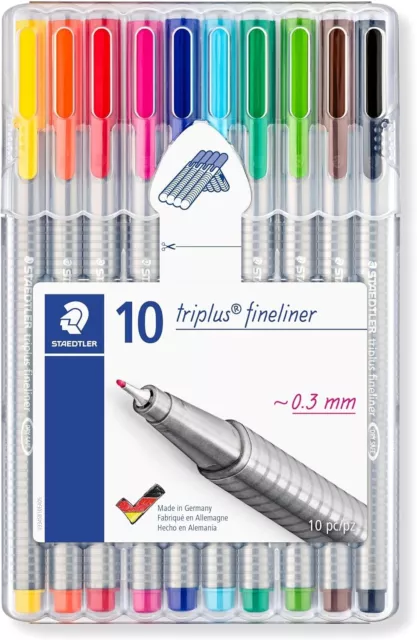 Staedtler Triplus Fineliner Pourous Point Pens 0.3mm 334, 10 Pack