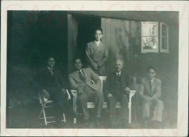 1947 Visit of Burmese Scout leaders to Purley London All named 3.3x2.3" bench