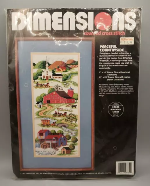 1993 Dimensions Counted Cross Stitch Peaceful Countryside 3739 Charles Wysocki