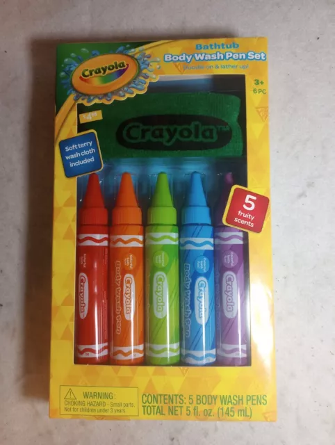 NIB Crayola Fruity Scents 5 Piece  Bathtub Body Wash Pen Set