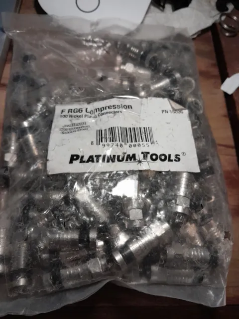(100?-Pk) Platinum Tools SealSmart RG 6 Coaxial Compression Connector F-Type