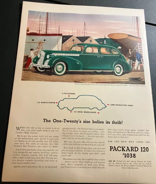 Green 1940 Packard One-Twenty 120 Touring Sedan - Vintage Print Ad / Wall Art
