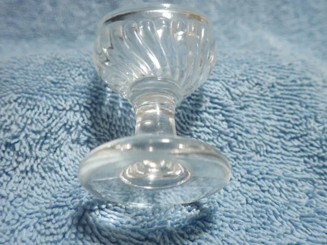Rare French Art Deco Eye Wash Cup (Clear Glass Molded Eyebath) With Swirls