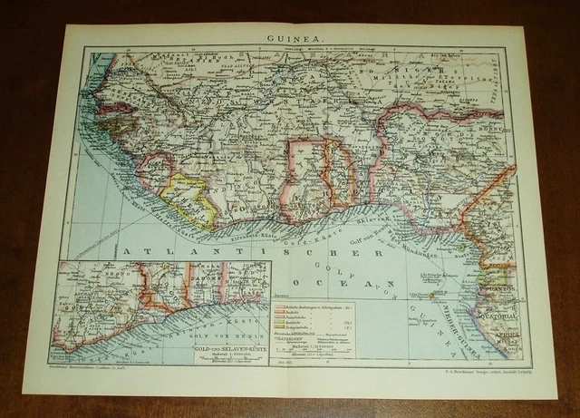 Guinea / alte Landkarte mit Jahreszahl 1911