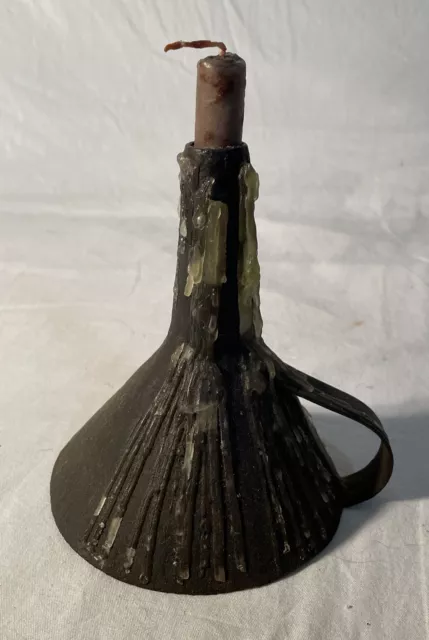 Primitive Hand Forged Iron Country Candle Holder.