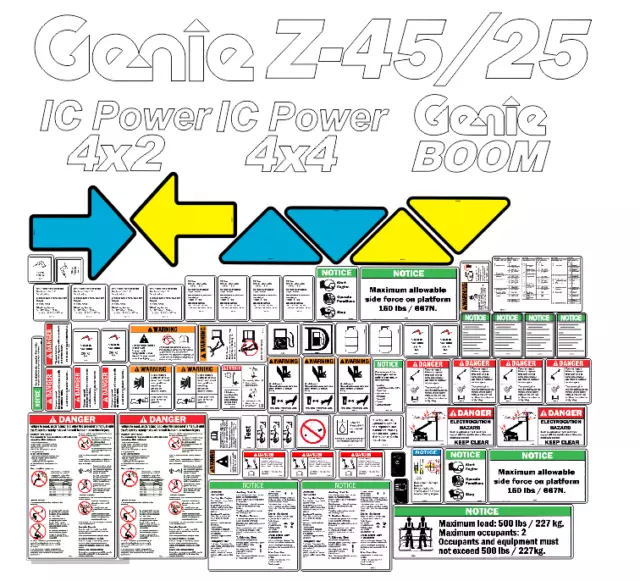 Fits Genie Z-45/25J Decal Kit Boom Lift - IC POWER