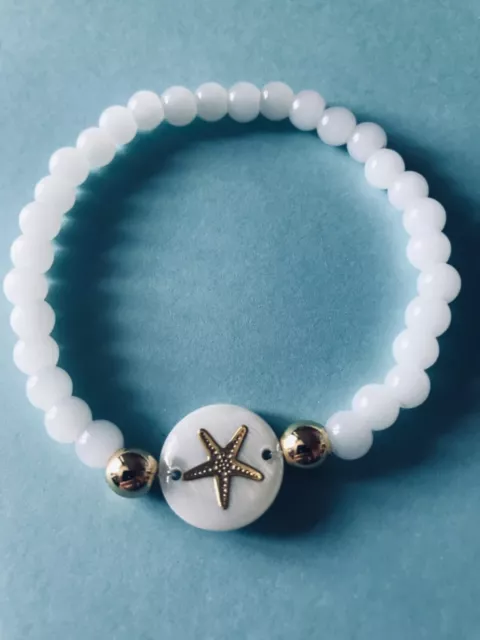 ❣️ bezauberndes Jade Perlen Armband mit Seestern aus Perlmutt