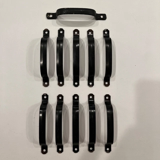 Lot of 11 Vintage Black Steel Pulls Handles Cabinet Furniture Desk Door Drawer