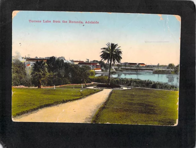 D4347 Australia SA Adelaide Torrens Lake from Rotunda (tear) vintage postcard