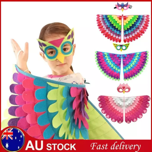 Kids Girls Felt Butterfly Cape Wings Scarf Fairy Wrap Cloak Shawl + Mask 96*47cm