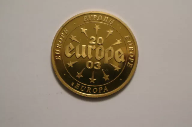 Medaille 24-K vergoldet EUROPA 2003 Geldschein 10 Lire Malta PP 2