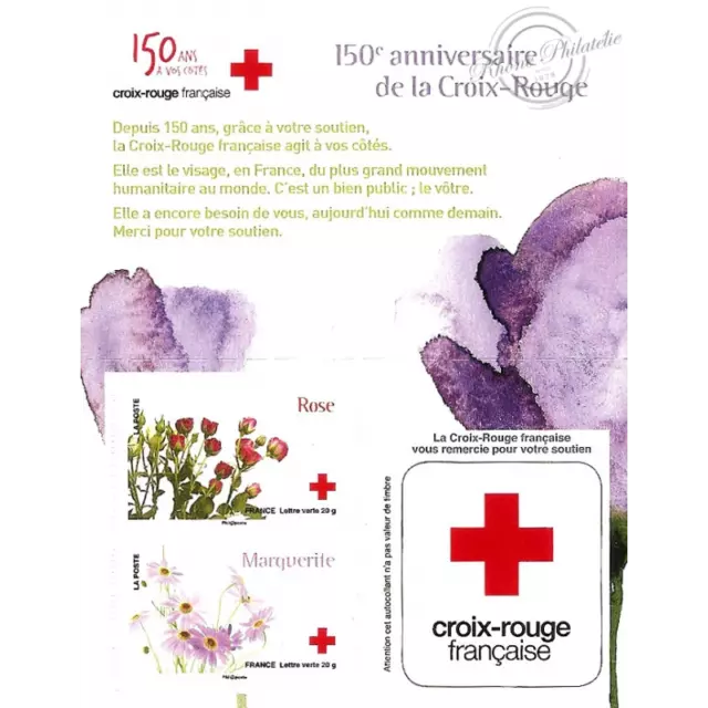 Carnet France Bc989 De Timbres Pour Affranchir Lettre Verte "Fleurs Croix-Rouge" 3
