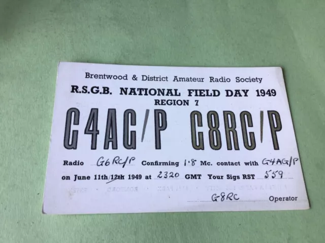 Vintage QSL Radio communication Card National Field Day 1949  Ref 52610